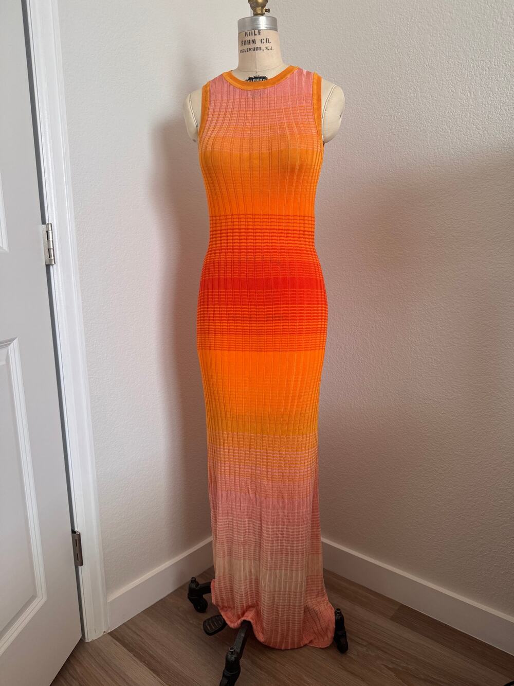 Maje | Ombre Sleeveless Pointelle Knit Maxi Dress size 38 (medium)